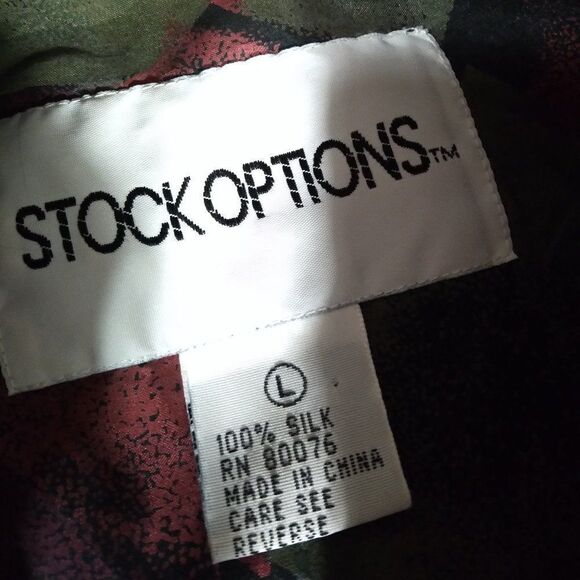 Vintage Stock Options Abstract Geometric Silk Button Down Shirt - Picture 6 of 7